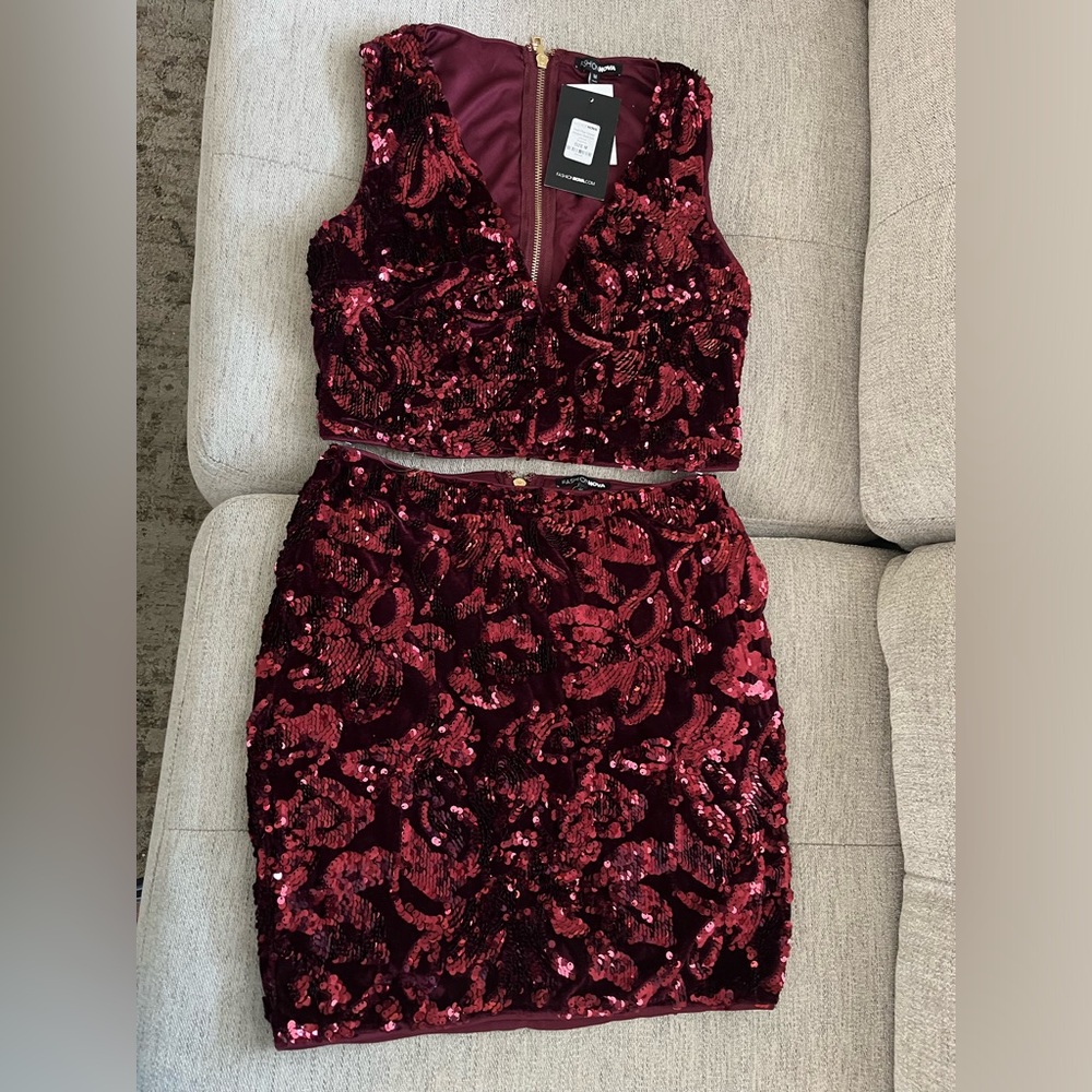 Sequin top and skirt